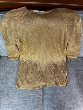 The Limited Metallic Gold Long Sleeve Knit Top